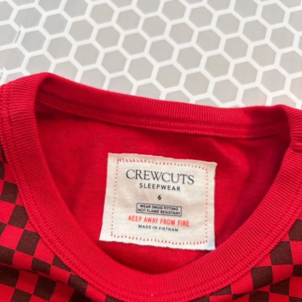 NWT J Crew Crewcuts Red & Black Checkerboard Pajama Set Size 6